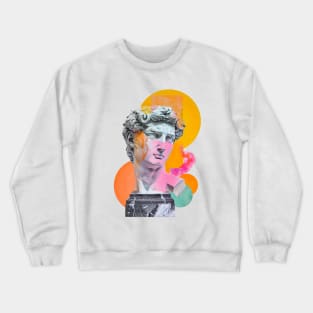 Modern Antiquity: Vibrant David Sculpture Overlay Artwork Crewneck Sweatshirt